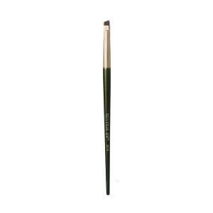 Single angled eyeliner brush with green handle and flat-edge tip design.