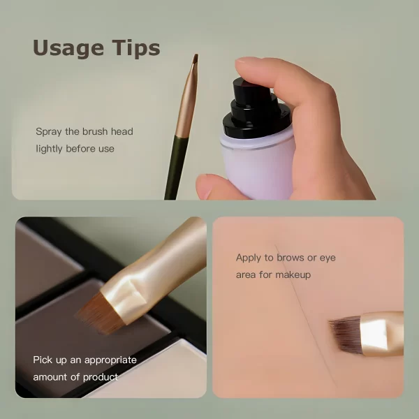 Step-by-step images showing how to use the eyeliner brush for makeup application.