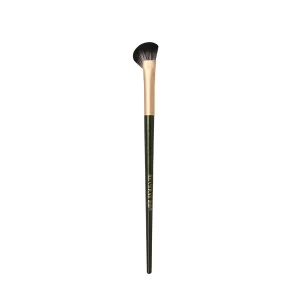 Angled Nose Contour Brush with green and gold handle on a white background.